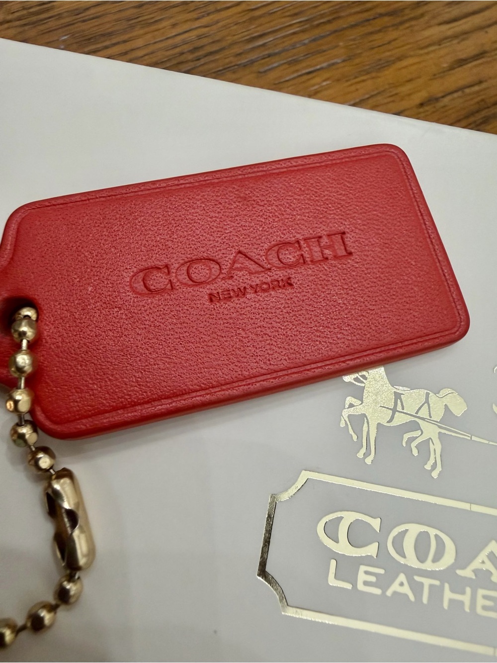 RARE COLLECTIBLE COACH Glitter Unicorn Red Leather Hang Tag Charm